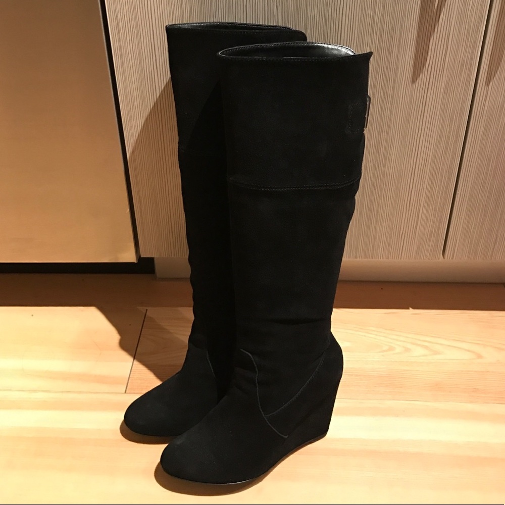 OBO Black wedge tall dress boots - Picture 2 of 4